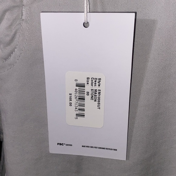 EDWIN MASON slim fit pants chinos in stone NWT - Picture 3 of 7